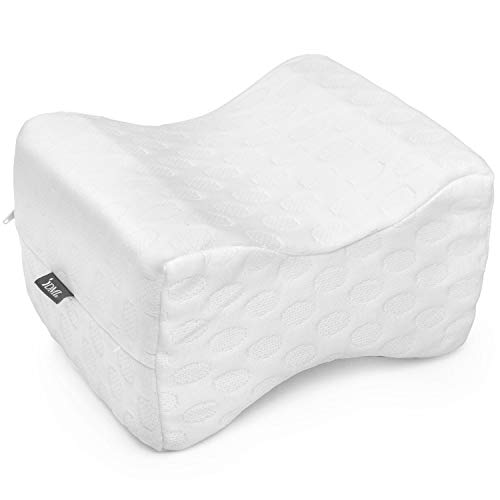 DMI Contoured Memory Foam Knee Wedge Pillow for Sleeping, Sciatica Pain Relief, Hip & Back Pain, Leg Pillow for Side Sleepers, Bed Positioner, White (Pack of 1)