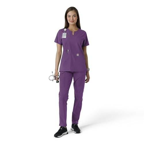 Carhartt Scrubs C12413 Women's Force® Essentials Modern Fit Notch Neck - color: Eggplant, size: X-Small