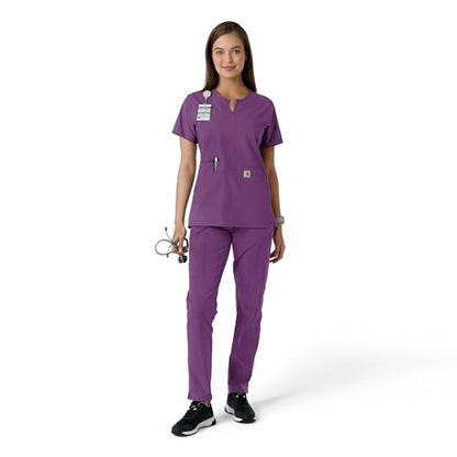 Carhartt Scrubs C12413 Women's Force® Essentials Modern Fit Notch Neck - color: Eggplant, size: X-Small