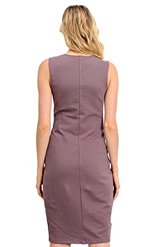 Womens Front Pleat Knee Length Midi Maternity Dress - color: Dark Rose, size: Medium