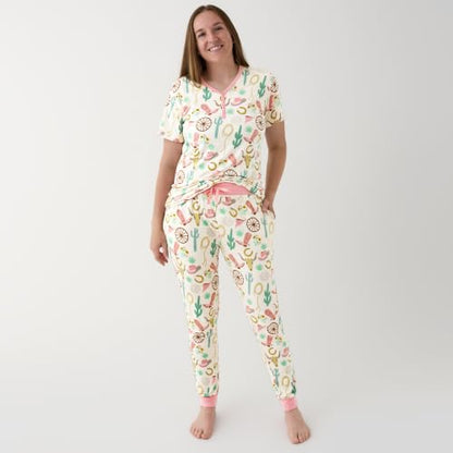 Little Sleepies Womens Pajamas, Short Sleeve, Soft Viscose from Bamboo PJs - color: Ready to Rodeo (Pink), size: Medium