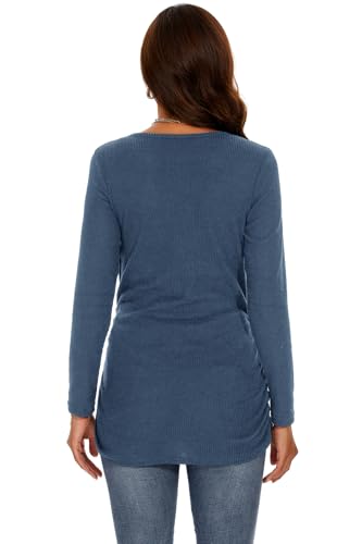Smallshow Women's Maternity Sweater Shirt Long Sleeve - color: Grey Blue, size: Large