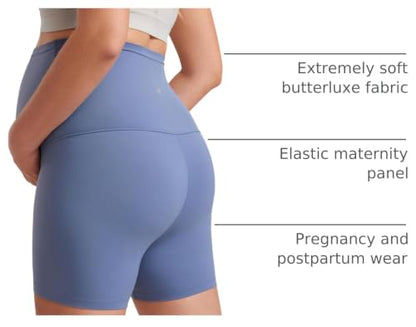 CRZ YOGA Maternity Biker Shorts 4" - color: Oasis Blue, size: X-Small