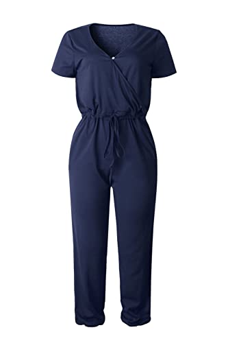 PRETTYGARDEN Jumpsuits for Women Casual Summer Romper - color: Navy, size: Large