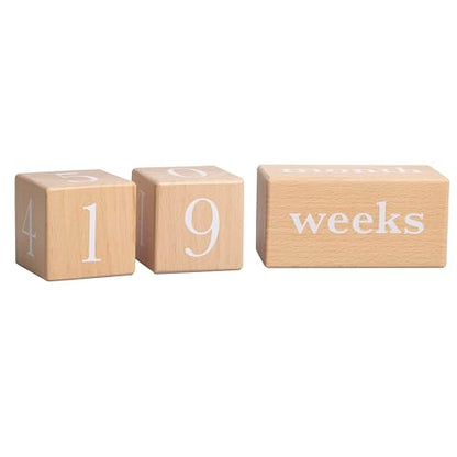 Pearhead Wooden Baby Age Milestone Blocks, Weeks Months Years - color: Wooden Age Blocks