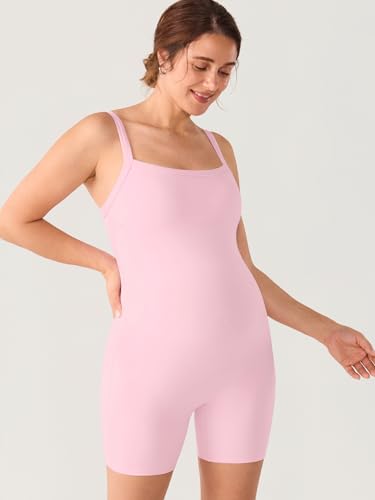 MOMANDA Maternity Bodysuit Shorts 5.5" - color: Sweet Pink, size: Small