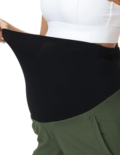 Foucome Women's Maternity Cargo Joggers with 4 Zipper Pockets - color: Army Green, size: Small