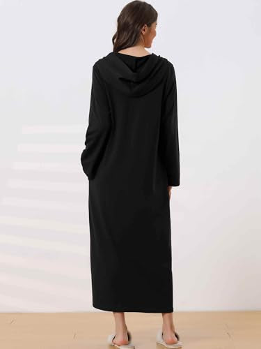 cheibear Women Long Sleeve Cardigan Knit Zip Up with Pockets - color: Black, size: Medium