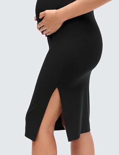 CRZ YOGA Maternity Nursing Midi Dress - color: Black, size: Large