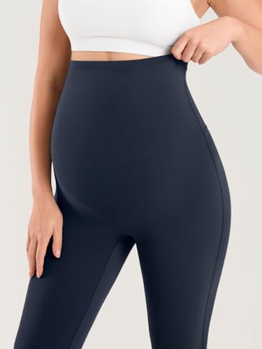 MOMANDA Seamless Maternity Leggings 25" - color: Twilight Blue, size: X-Large