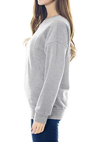 Smallshow Fleece Maternity Nursing Sweatshirt Long Sleeve Breastfeeding Tops - color: Light Grey, size: Small