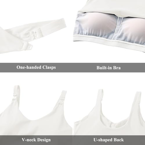 Foucome Nursing Tank Tops Longline Breastfeeding Workout Tops - color: White, size: Large