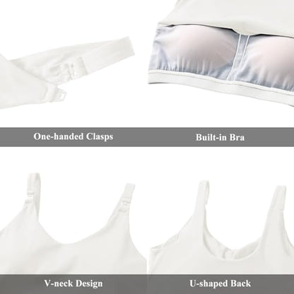 Foucome Nursing Tank Tops Longline Breastfeeding Workout Tops - color: White, size: Small