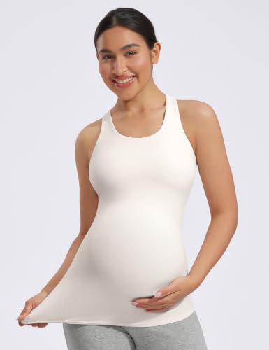 POSHDIVAH Maternity Racerback Tank Tops for Women - color: White, size: Medium