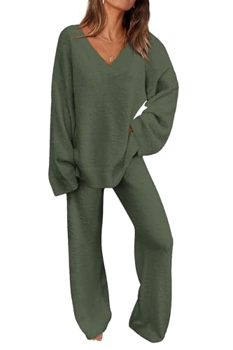 PRETTYGARDEN Lounge Sets for Women 2 Piece Pajama Set - color: Army Green, size: Medium