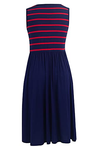 Smallshow Women's Sleeveless Nursing Dresses - color: Navy Wine Stripe-navy, size: Large
