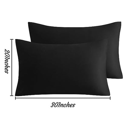 NTBAY Queen Microfiber Pillowcases, Set of 2, Black - color: Black, size: Queen (20"x30")