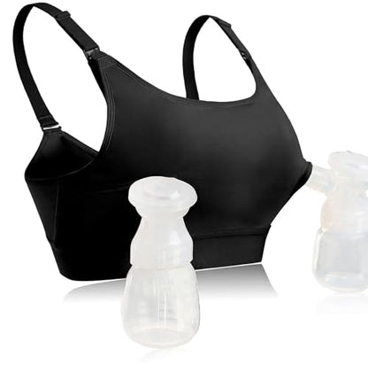 Hands Free Pumping Bra Hands-Free Breast Pump Bra Nursing Bras - color: Black, size: Medium