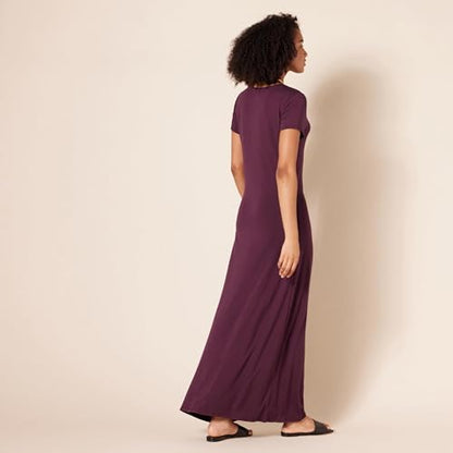 Amazon Essentials Women's Short-Sleeve Maxi Dress - color: Burgundy, size: X-Large