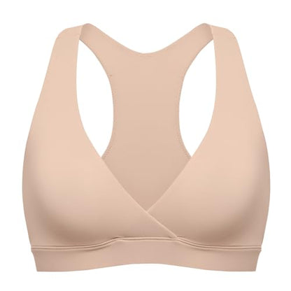 MOMANDA Crossover Nursing Bras for Breastfeeding - color: Wheat Beige, size: X-Large