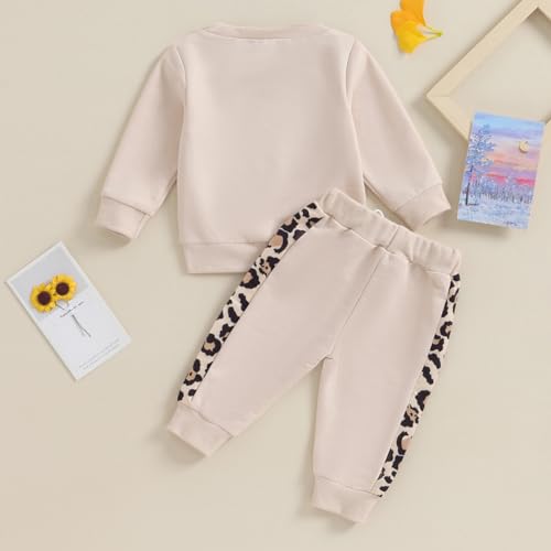 Kupretty Baby Girl Clothes Mama's Mini Sweatshirt Pants Set - color: Khaki, size: 2-3T