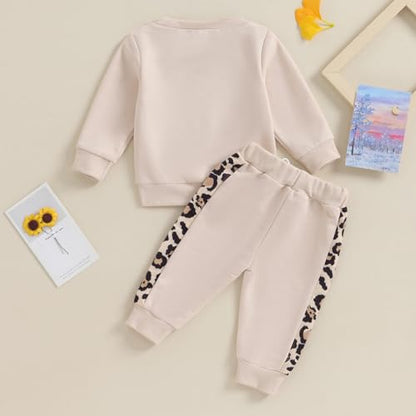 Kupretty Baby Girl Clothes Mama's Mini Sweatshirt Pants Set - color: Khaki, size: 2-3T