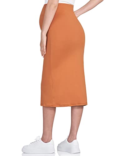 POSHDIVAH Maternity Skirt Over The Belly - color: Camel, size: Large