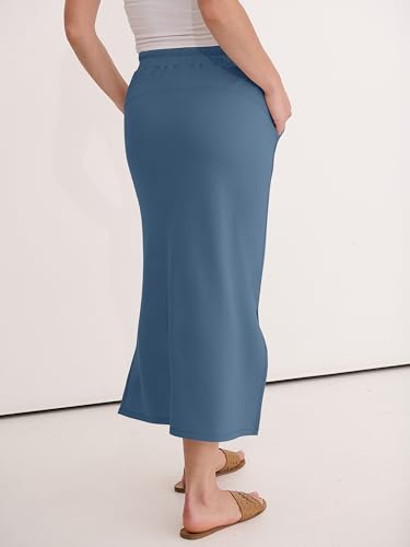 ANRABESS Air Layer Fabric Maxi Skirts for Women - color: Grey Blue, size: X-Small
