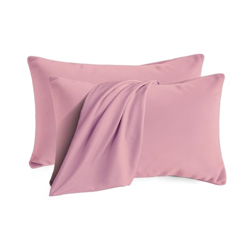 Set of 2 Brushed Microfiber Pillowcases 20x30 inch Pink - color: Pink, size: Queen