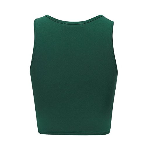 OThread & Co. Women's Basic Crop Tops Stretchy Casual Scoop Neck Sleeveless Crop Tank Top - color: Forest Green, size: Medium