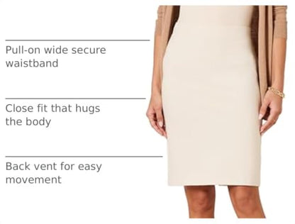 Amazon Essentials Women's Ponte Pull-On Fitted Pencil Skirt, Business Casual, Everyday Wear - color: Sand, size: Small