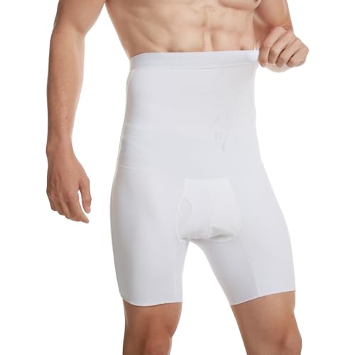 The Natural Posture Men's Tummy Control Compression Shorts - Slimming Boxer Briefs – Lightweight Stomach Shapewear - color: White, size: Large