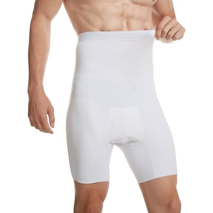 The Natural Posture Men's Tummy Control Compression Shorts - Slimming Boxer Briefs – Lightweight Stomach Shapewear - color: White, size: Large