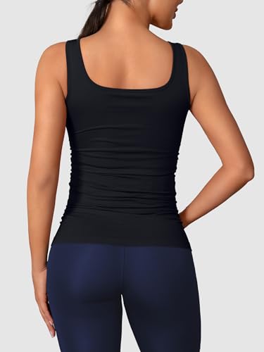 ATTRACO Maternity Tank Tops Seamless Side Ruche Sleeveless Pregnancy Basic Shirt with Built in Bra - color: Black, size: X-Small