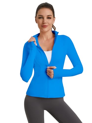 VUTRU Women's Workout Yoga Jacket Full Zip Running Athletic Track Jacket - color: Back Mesh Vent Dream Blue, size: X-Small