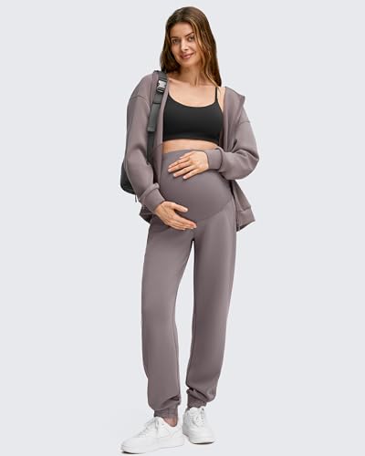 G4Free Smoofit Modal Soft Maternity Joggers Pregnancy Casual Sweatpants - color: Taupe, size: Medium