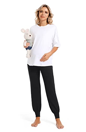 Foucome Women's Maternity Pants Under Belly Activewear Joggers - color: Black, size: X-Large