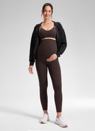 CRZ YOGA Maternity No Front Seam Legging 25" - color: Clay Brown, size: Large