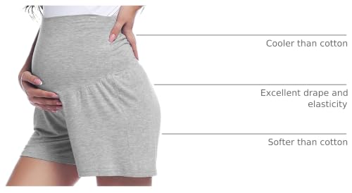 Joyaria Bamboo Viscose Cooling Maternity Pajama Shorts,Maternity Clothes - color: Gray, size: Small