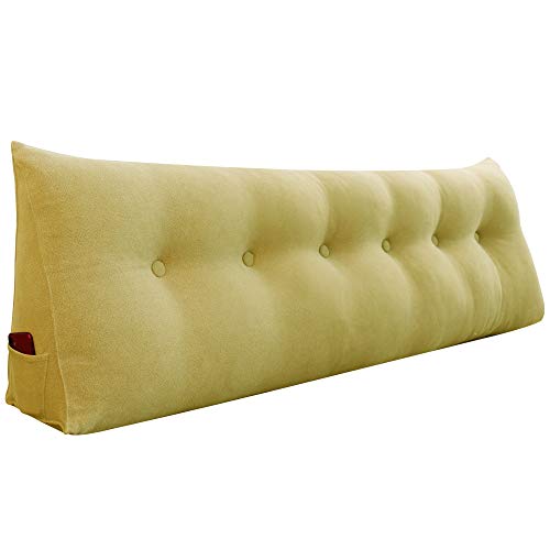 WOWMAX Wedge Body Positioners Pillow Reading Bedrest Throw Pillows Bolster Headboard Back Support Lumbar Cushion Pillow for Daybed with Removable Cover Linen Cotton Blend Pale Yellow California King - color: Pale Yellow, size: California King