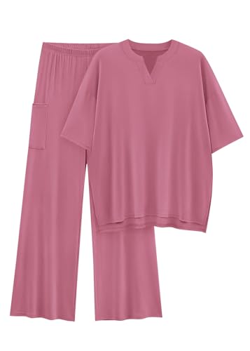 KIRUNDO Two Piece Sets for Women 2026 Summer Lounge Set - color: Pink, size: Small