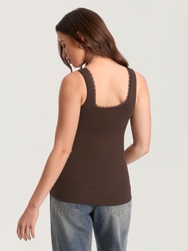 MOMANDA Cotton Ribbed Maternity Tank Tops - color: Clay Brown, size: Medium