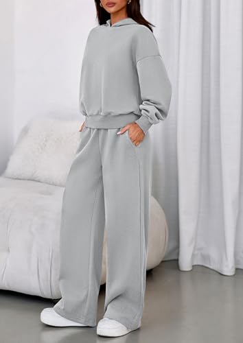 PRETTYGARDEN 2 Piece Lounge Sets for Women Matching Sweatsuits - color: Grey, size: X-Large