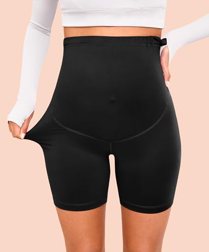 VALANDY Creamlush 4 Pack Maternity Shorts Over the Belly 5"/8" - color: 4 Packs - Black*4, size: Large