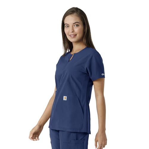 Carhartt Scrubs C12413 Women's Force® Essentials Modern Fit Notch Neck - color: Navy, size: X-Small