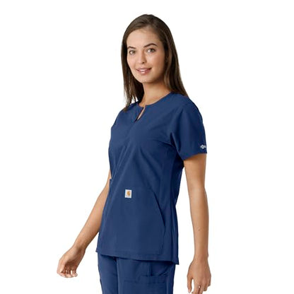 Carhartt Scrubs C12413 Women's Force® Essentials Modern Fit Notch Neck - color: Navy, size: Large