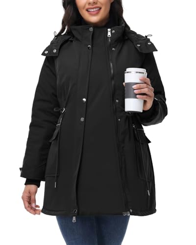 Maacie Maternity 3 in 1 Winter Coat Thicken Quilted Outwear with Pockets - color: Black, size: Small