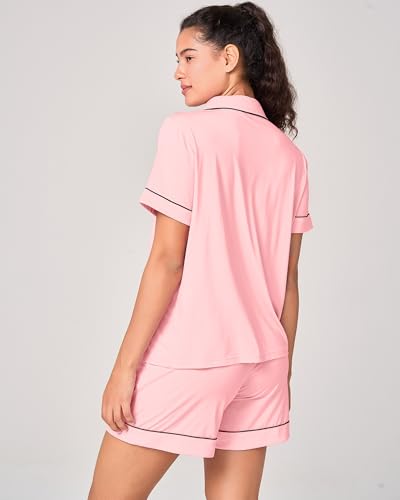 BAMBOO COOL Women's Pajama Set 2 Piece Button Down - color: D-wood Rose, size: XX-Large