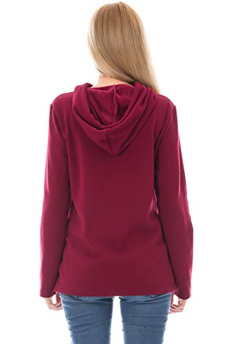 Bearsland Women's Maternity Sweater Clothes Nursing Sweatshirt Breastfeeding Hoodie with Pockets - color: Deepred, size: X-Large