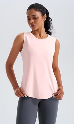 JOYSPELS Ice Silk Workout Tank Top Loose Fit Yoga Shirts UPF 50+ - color: Pink, size: X-Small